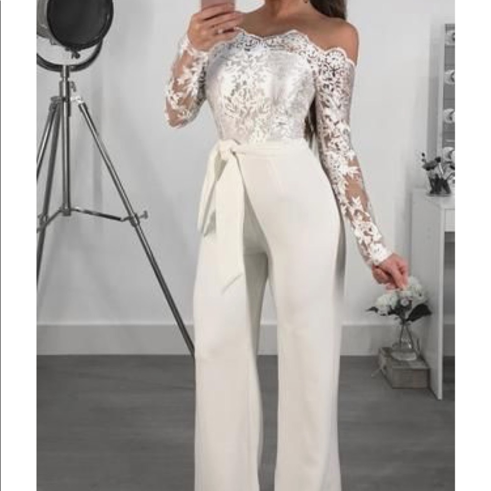 NWT Royal Blue Long Sleeve Lace Jumpsuit